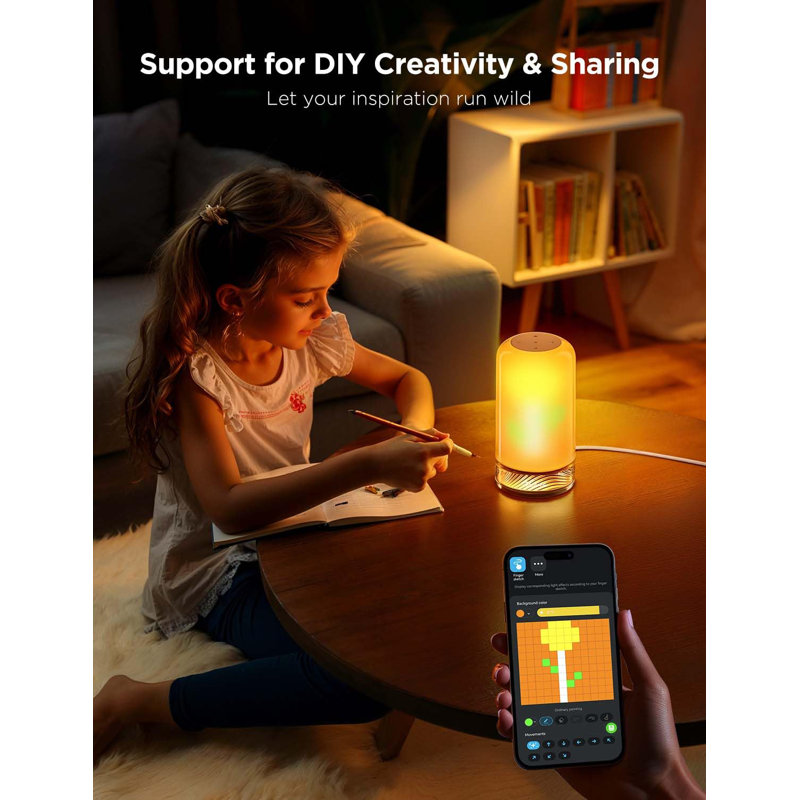 Smart Table Lamp 2, Touch Bedside Small Table Lamp Work With Matter, Alexa, LED Desk Lamp With 64 Scene Modes, Color Changing Lamp For Bedroom Living Room Dimmable Night Light(Corded)