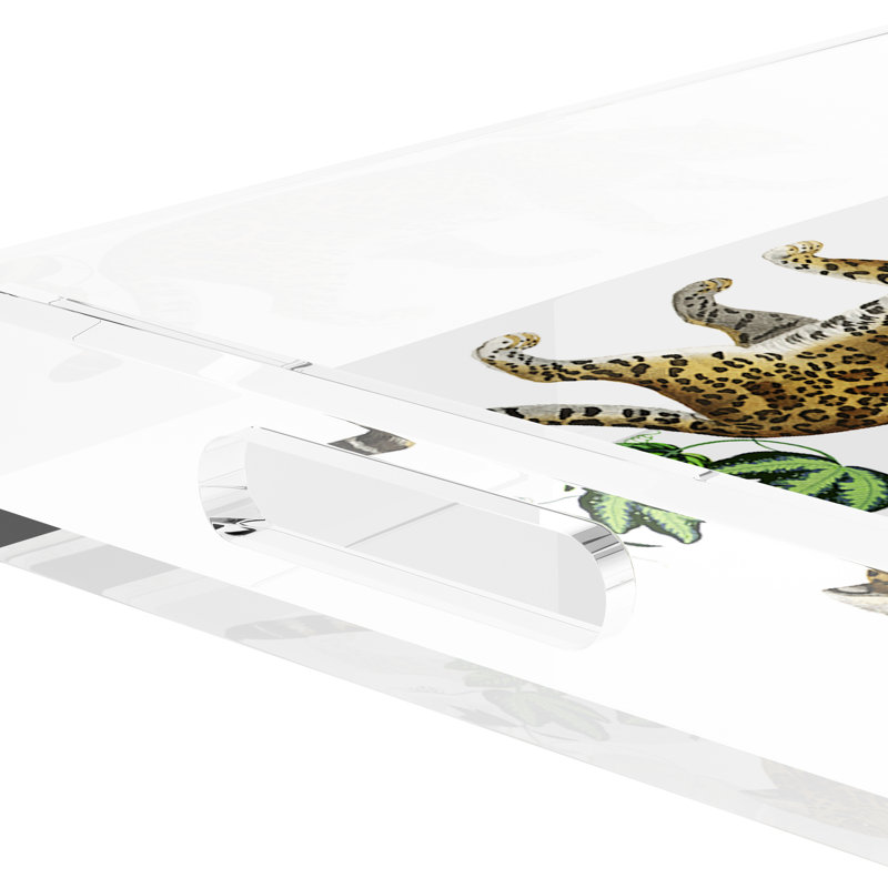 Leopard Seeing Double Acrylic Rectangle Decorative Tray, White, 22.5"W x 14.5"D x 2"H