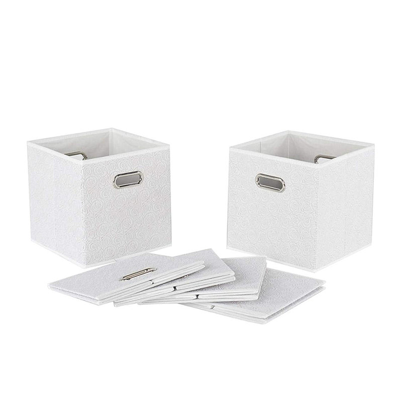 Bacs de rangement en tissu avec poignées en métal (ensemble de 6)