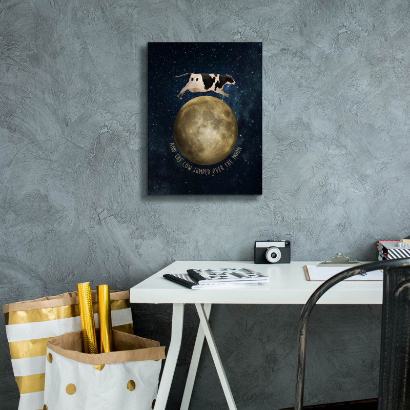 Art mural sur toile épique «The Cow Jumped Over The Moon» par John Hovenstine, 12 po x 16 po