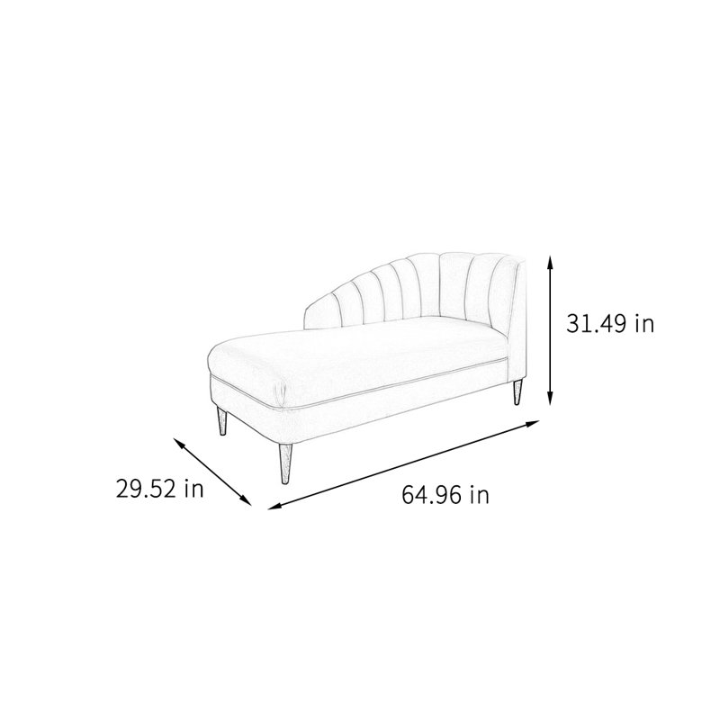 Chaise longue rembourrée Lezley, Accoudoir à droite (vu de face)