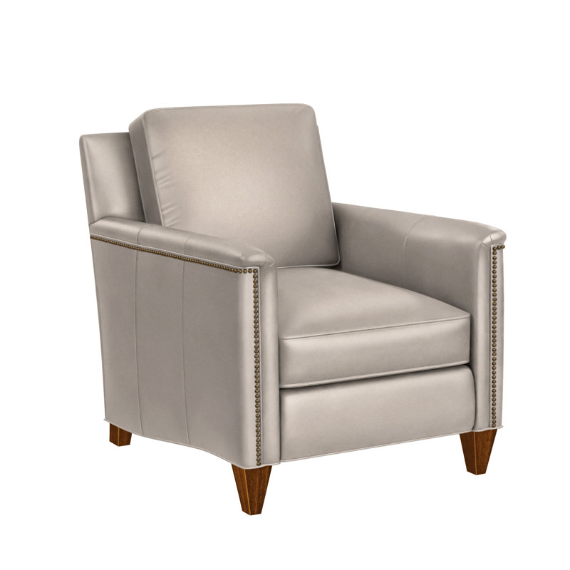 Davidson Armchair, Pewter, New Classiques, Aline Light Grey Genuine Leather