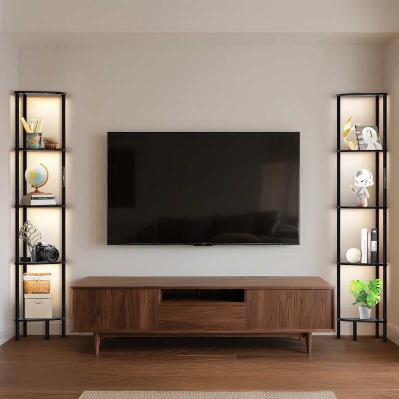 67" Floor Lamp with LED Lights, Touch & Remote Control, 3 Color Temperature, Dimmable Tall Corner Bookcase, Black