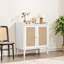 Buffet en rotin blanc de style médiéval - Console de rangement pour la salle à manger, le salon et le couloir-571061147