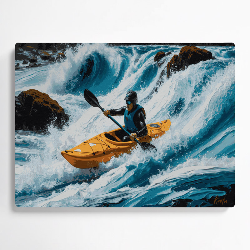 Art mural gris en métal Sports Kayayak, H 8 po x l 10 po