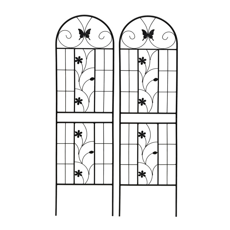 Treillis métallique 71 po x 19,7 po, paquet de 2, antirouille pour plantes grimpantes d'extérieur, noir, simple à monter, cadre 2 vignes de jasmin de jardin, facile à assembler et support résilient