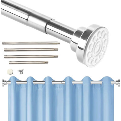 Telescopic 125-225cm Adjustable Straight Tension Shower Curtain Rail, Shower Curtain Pole
