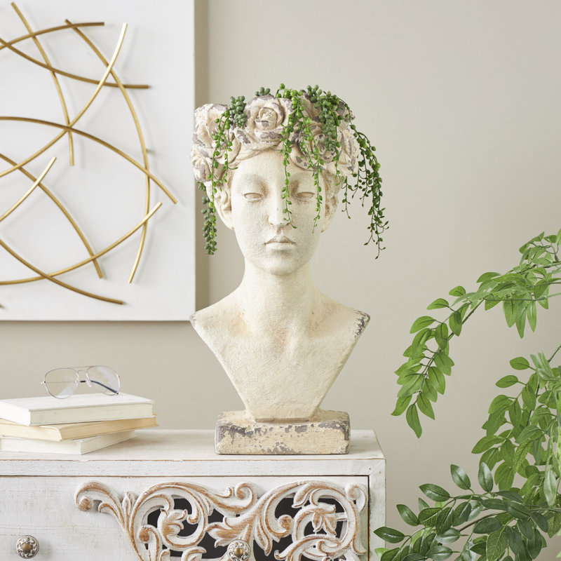 Pot à fleurs crème en oxyde de magnésium patiné pour femme