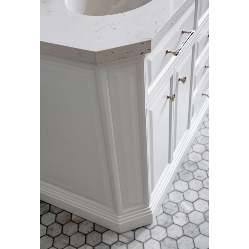 Palace 72'' W Double Vanity, Polished Nickel, Pure White