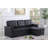 Jardin 84"W Black Vegan Leather Modern Reversible Sleeper Sectional Sofa With Storage Chaise-1317650927