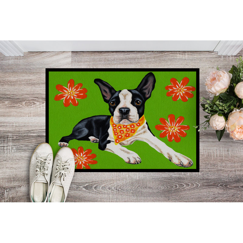 Tapis d’extérieur antidérapant cutie boston terrier, Rectangle 2 pi x 3 pi