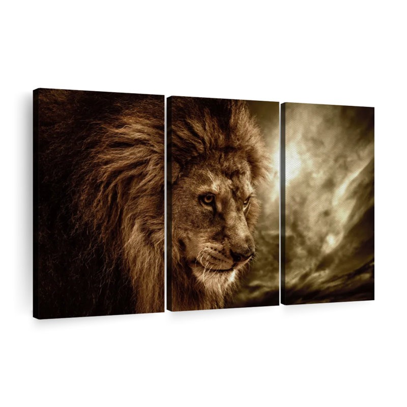«Stormy Sky Lion» sur, H 20 po x l 33 po x P 1,25 po