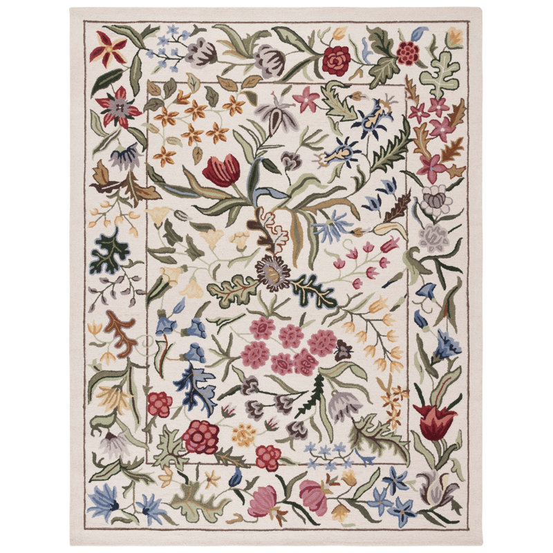 Jamaine Hand Tufted Wool Floral Rug, Rectangle 8' x 10'