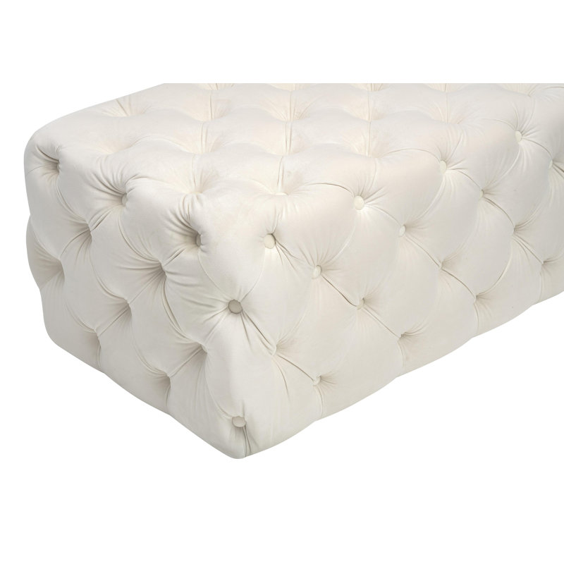 Velvet Upholstered Bench, White Velvet