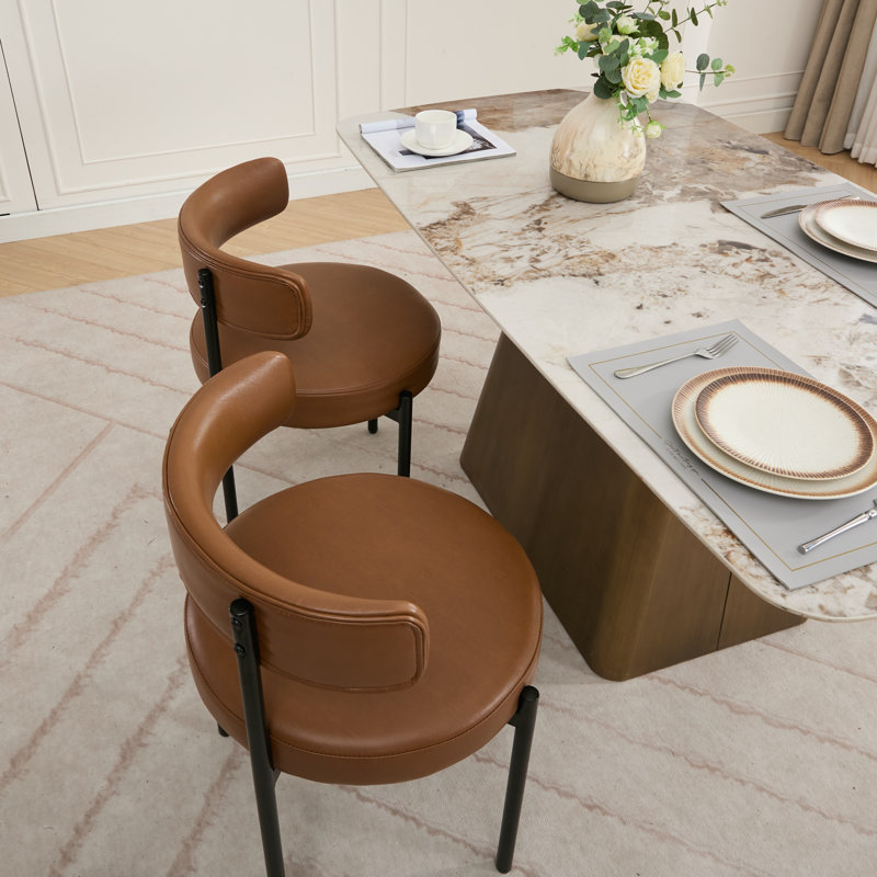 Chaises d'appoint rembourrées en similicuir, Whisky brun, 4