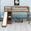 Lit mezzanine avec escalier de rangement, glissade et éclairage DEL-1629125194