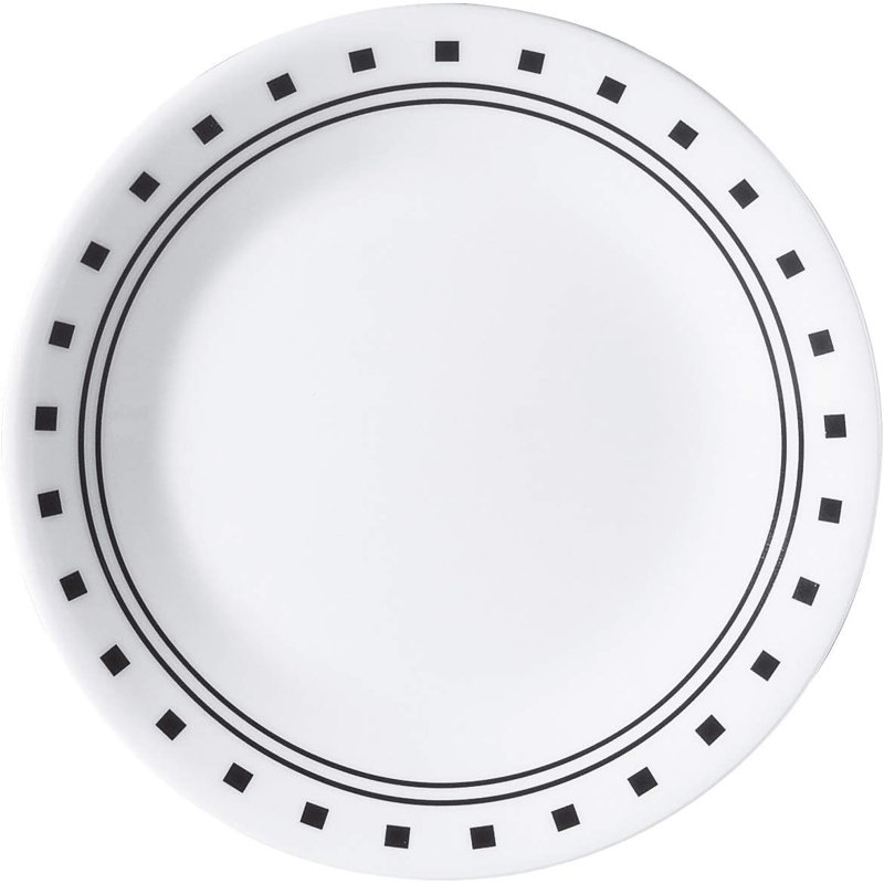 Service de table 18 pièces pour 6 services de vaisselle triple couche en verre, City Block, Rayé