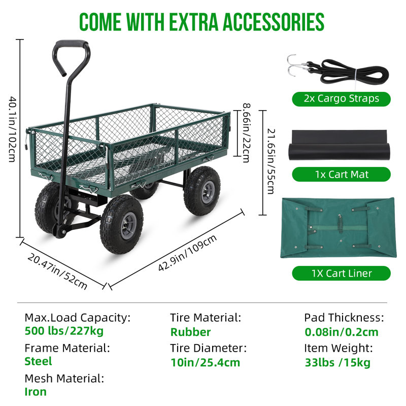 102cm H Utility Cart, 102cm x 52cm, Green