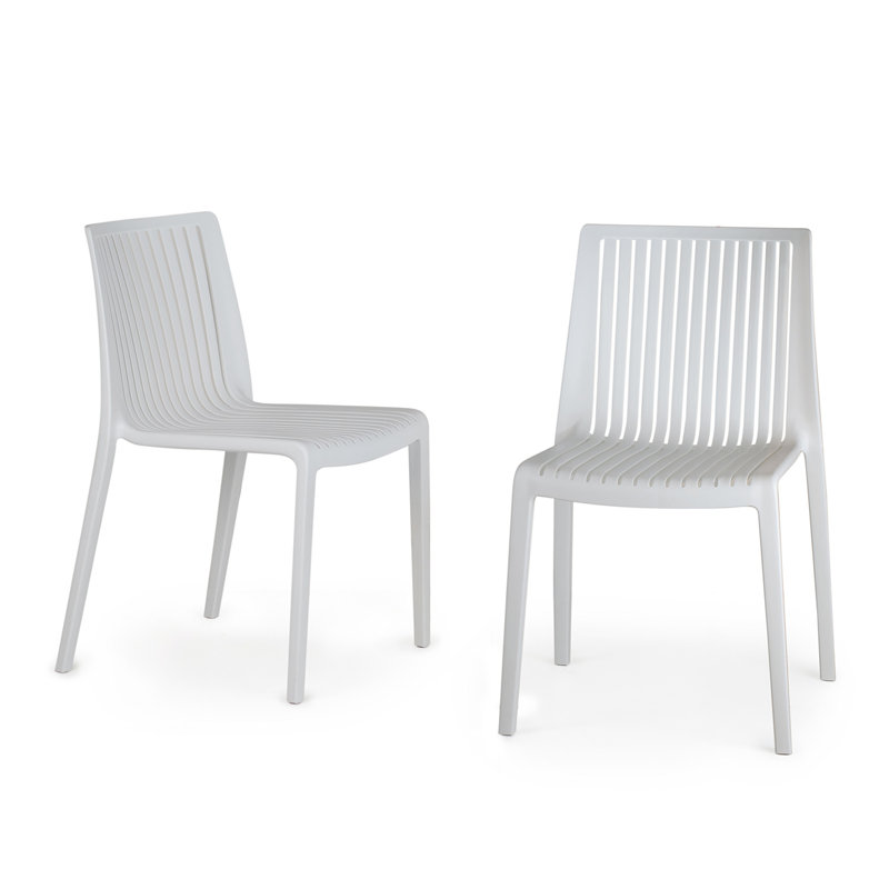 Ensemble de 2 chaises d'appoint de salle à manger d'extérieur Modern, Blanc