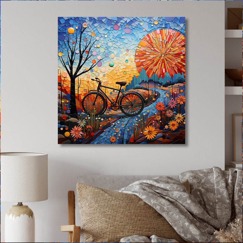 Bicycle Mosaic Spokes Pointillism - Bicycle Wall Art Prints, H 24 po x l 24 po x P 1 po, Toile tendue