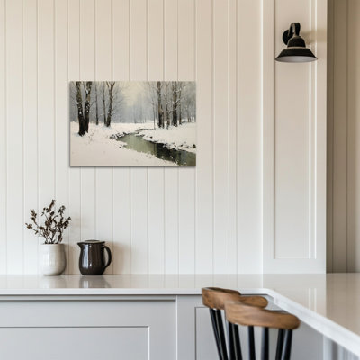 Hiver, art mural paysage d'hiver - arbre d'hiver, décoration murale, scène de neige hivernale, art mural sur toile pour la maison