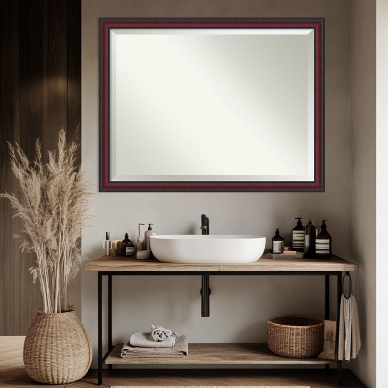 Miroir mural de salle de bain Dalat, 33,75 po x 43,75 po, Cerisier