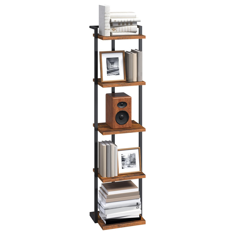 33cm W Metal Etagere Bookcase, (5 Shelves) 132cmH x 33cmW x 25.5cmD