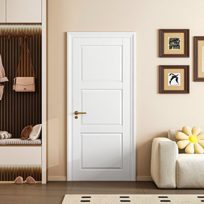 Porte de garde-manger intérieure à 3 panneaux avec noyau blanc uni et apprêté avec porte standard à panneau intérieur