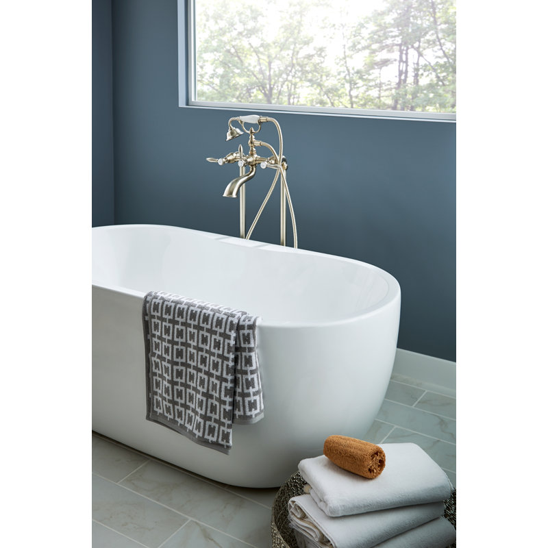 Weymouth Double Handle Floor Mounted Clawfoot Tub Faucet Trim with Diverter and Handshower, Chrome