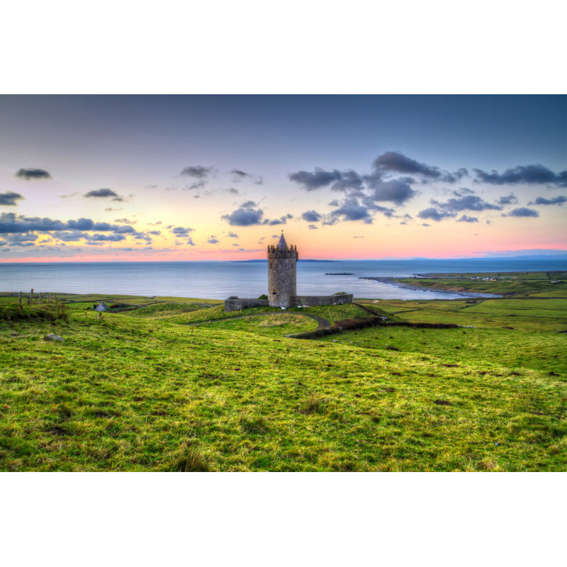 Acient Tower On The Coast Of Co. Clare At Sunset by Patryk_Kosmider - Wrapped Canvas Print, 51cm H x 76cm W