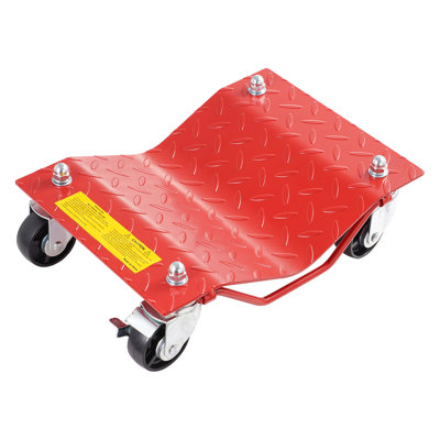 Wheel Dolly, 8000 lbs Capacity Heavy-Duty Steel Car Mover, Wheel Dolly Car Tire Stake Set with Brakes, Vehicle Moving Cart Moving Cars, Trucks, Trailers, Motorcycles, and Boats, Set of 4, Red