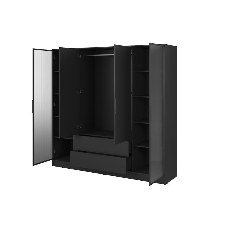 Cayslee 2 Door Manufactured Wood Wardrobe, Black