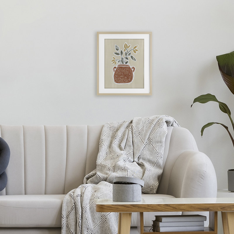 "Clarence Bouquet de fleurs", reproduction sous verre, design par Beki Marquardt, Cadre de récolte en pin, H 16 po x l 13 po
