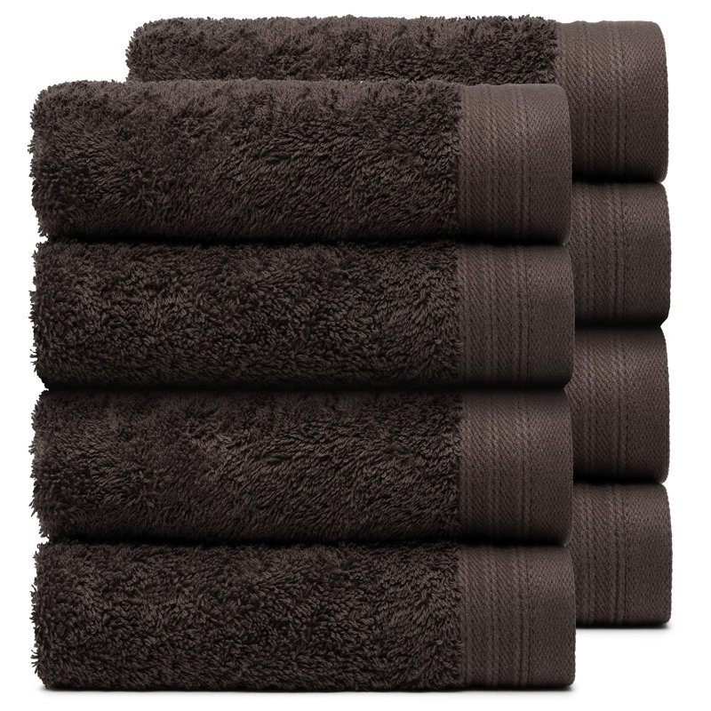 Ensemble de serviettes essuie-mains 100% coton 4 pièces Kendra, Chocolat, 8