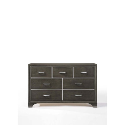 Commode 7 tiroirs Carine II, finition grise