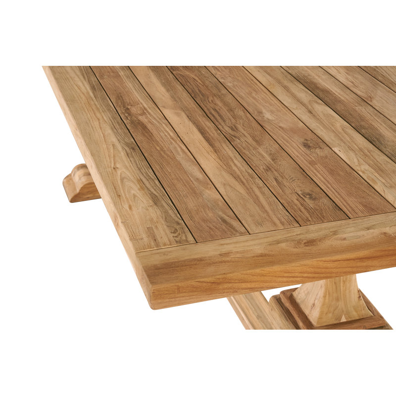 86" Bovey Reclaimed Teak Indoor Outdoor Dining Table Set With Six Teak Armchairs