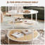 Table basse 30 po, table de bout ronde à 2 niveaux avec rangement, tables centrales rondes en verre Water-Wave-413365830