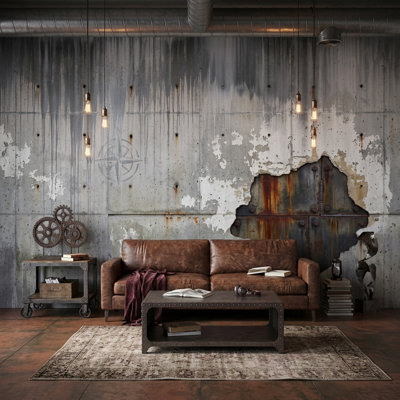 Texture Grunge Wallpaper Concrete Removable Rust Wall Decor