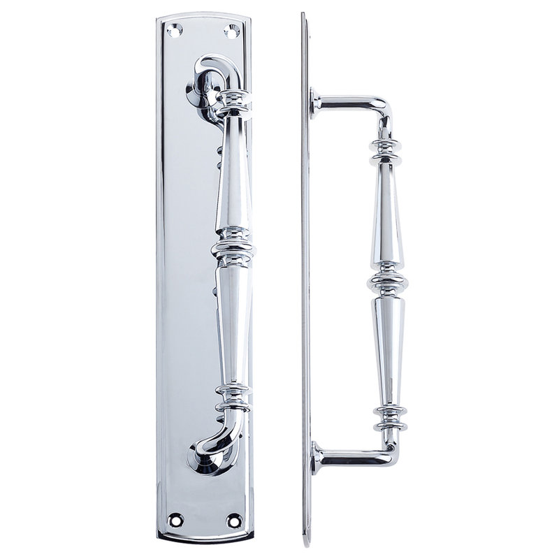 Pull Handle on Backplate, Polished Chrome