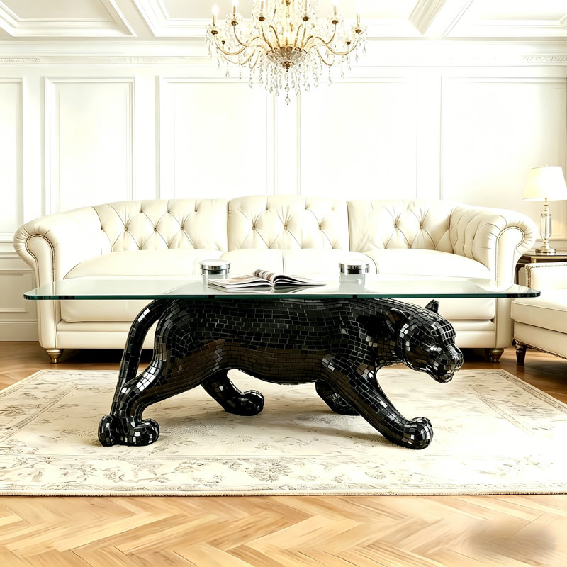 Table basse Panther Statue, 47,25 po x 23,6 po x 17,3 po, Noir