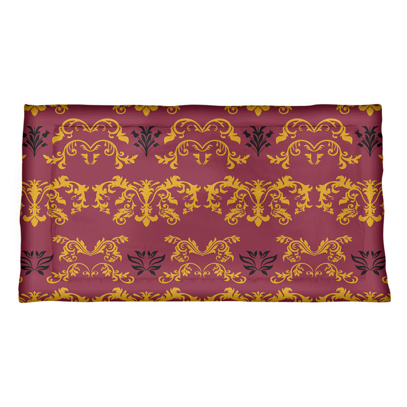 Football Baroque Pattern Pillow Sham, King, Red/Yellow/Black, Microfiber