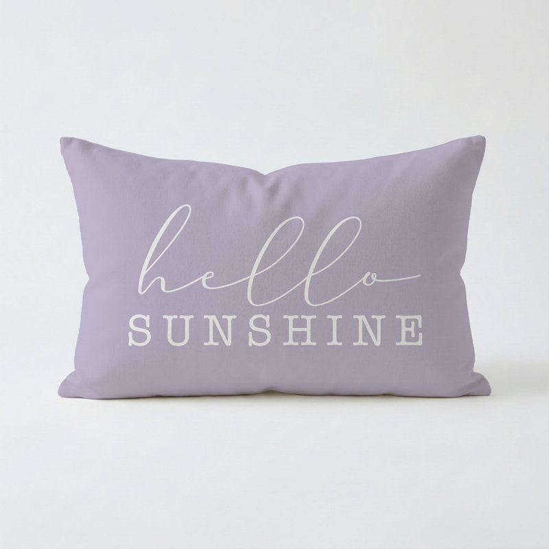 Hello Sunshine Pillow 16"X12" Lilac, Rectangle 12"H x 16"W, Lilac