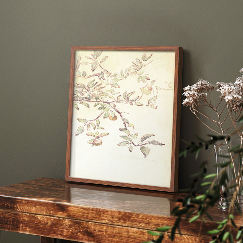 «Vintage Floral Print CLX» sur papier, Noyer, H 14 po x l 11 po