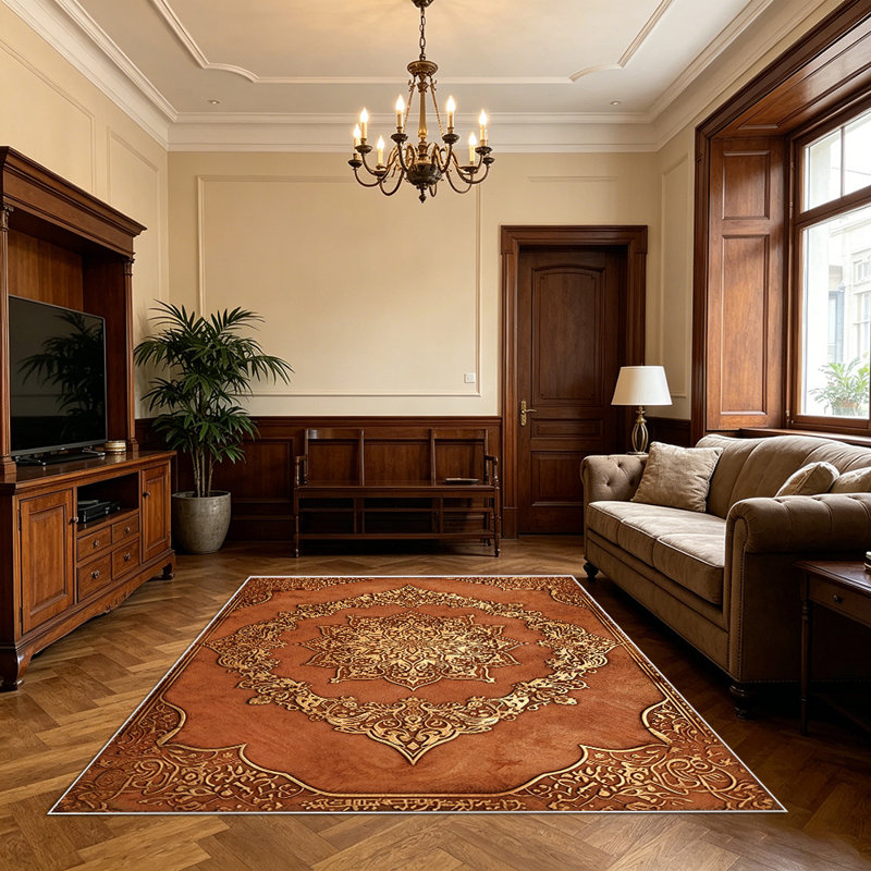 1PC Vintage Ornate Bohemian Medallion Floral area rugs for Living Room, Soft, All seasons, Easy-maintain, Washable Indoor mat, Farmhouse suitable for dining table, bedroom, kitchen entryway, home office, backyard patio, Home Decor, Outdoor Decor.