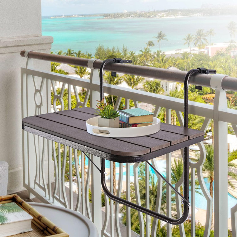 Table de balcon pliante Burgel, Brun
