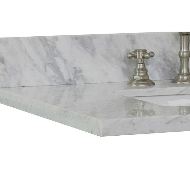 37'' White Carrara Marble Bathroom Vanity Top with Sink