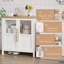 Storage Cabinet with Glass Doors 55" Large Buffet Cabinet with Storage, Multifunctional Accent Storage Cabinet Table for Kitchen Dining Room