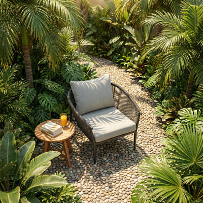 The Rope Patio Lounge Armchair Sofa with Cushions & Armrest & Backrest