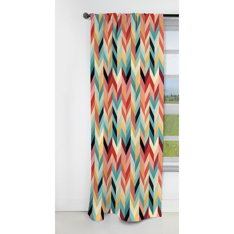 Tribal Fusion à motif chevron IV - Rideau à chevrons - Rideau occultant à chevrons - 1 panneau, L 52 po x L 108 po