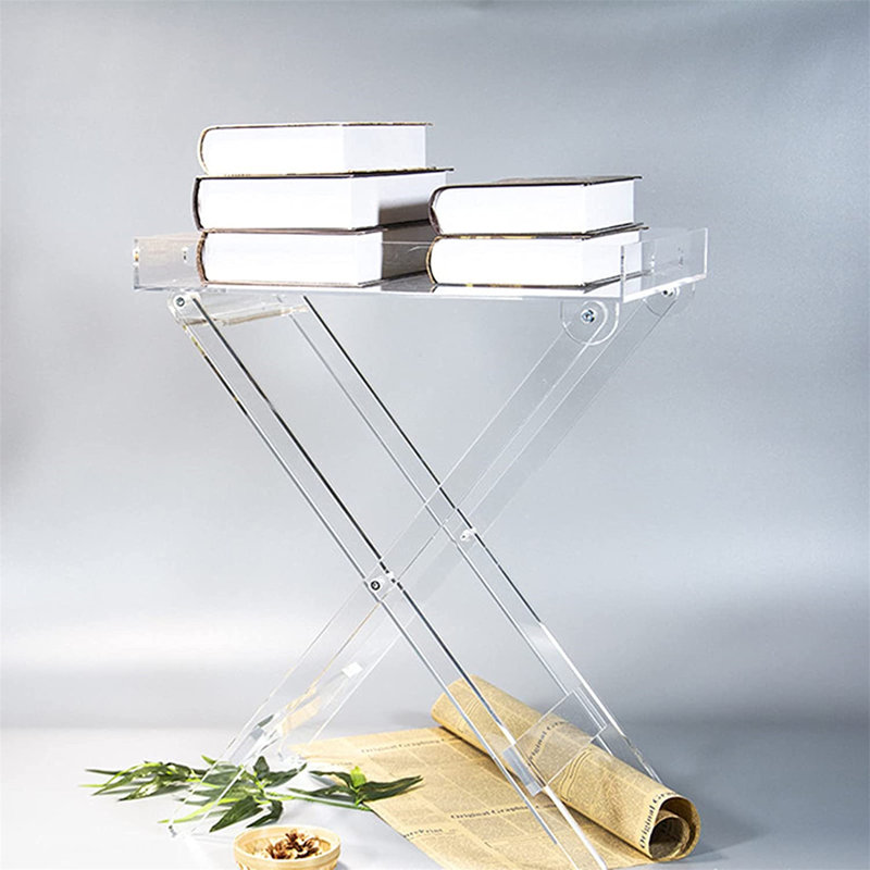 Molly-Rose Modern Clear Acrylic Folding Tray Table for Small Spaces